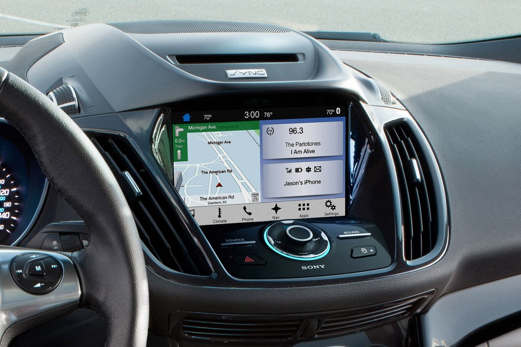 The SYNC 3 home screen features three zones, Navigation, Audio and Phone, as well as a quick access function tray along the bottom making for a more straight-forward user experience.