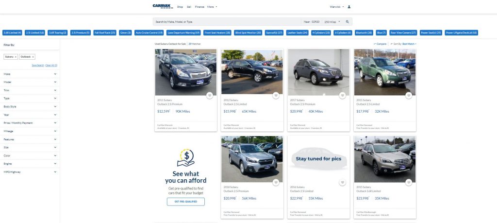 new used car websites