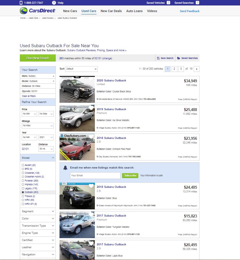 car websites for used cars