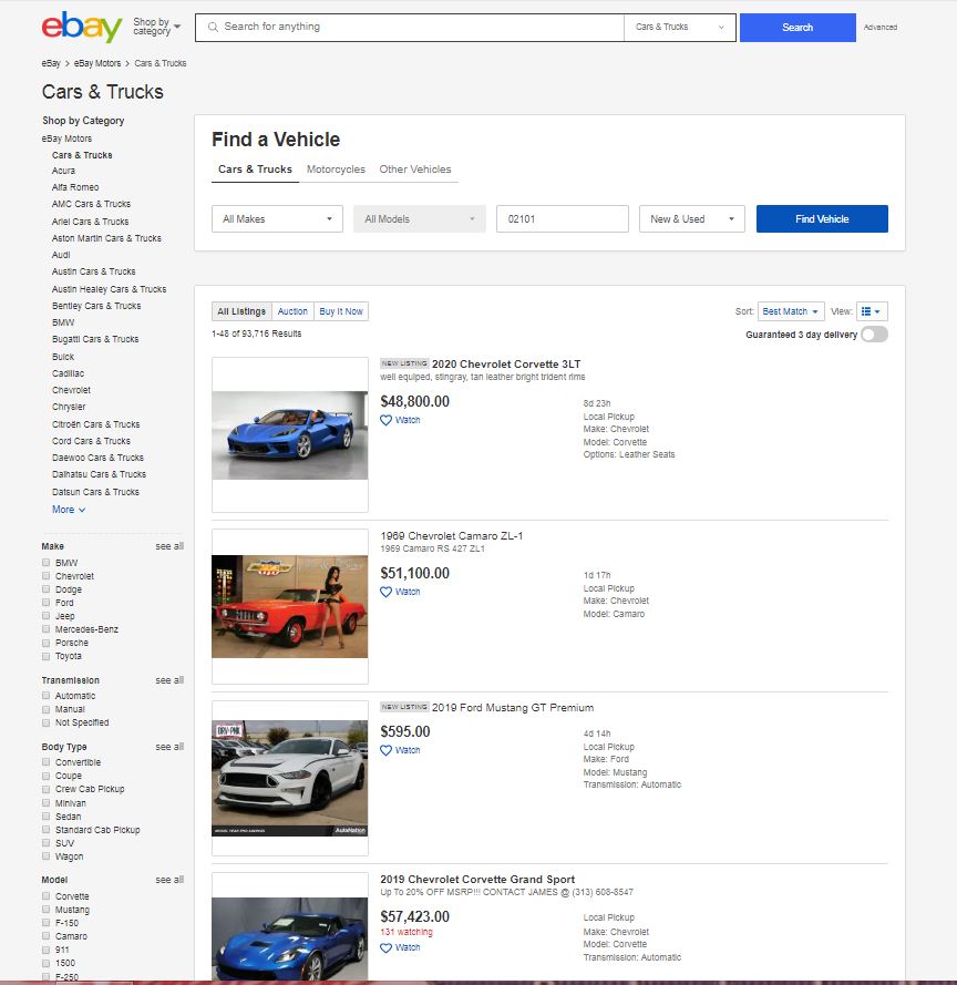 new used car websites