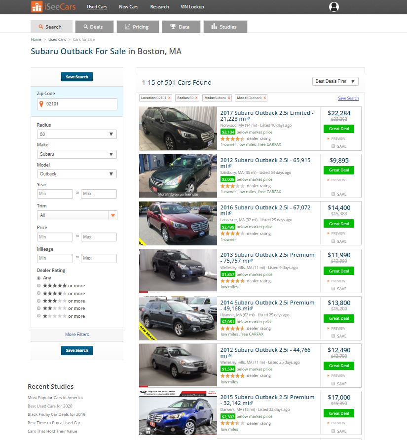10 Best Used Car Websites Iseecars Com